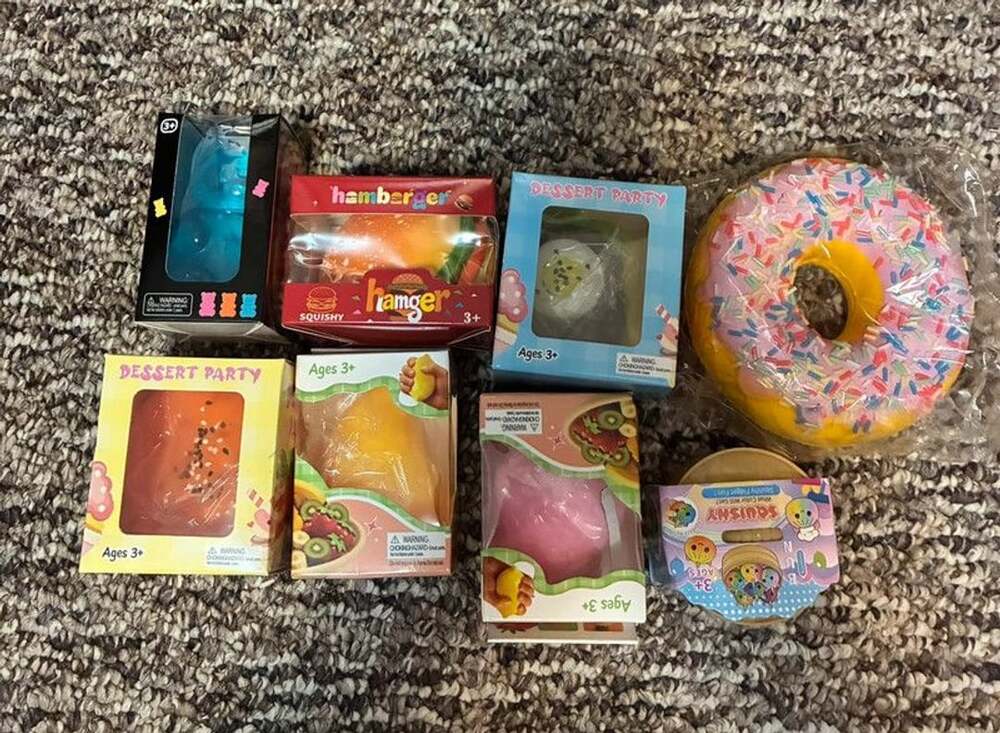 Lot of 8 new squishy toys food donut gummy bear burger fruit mini dumpling